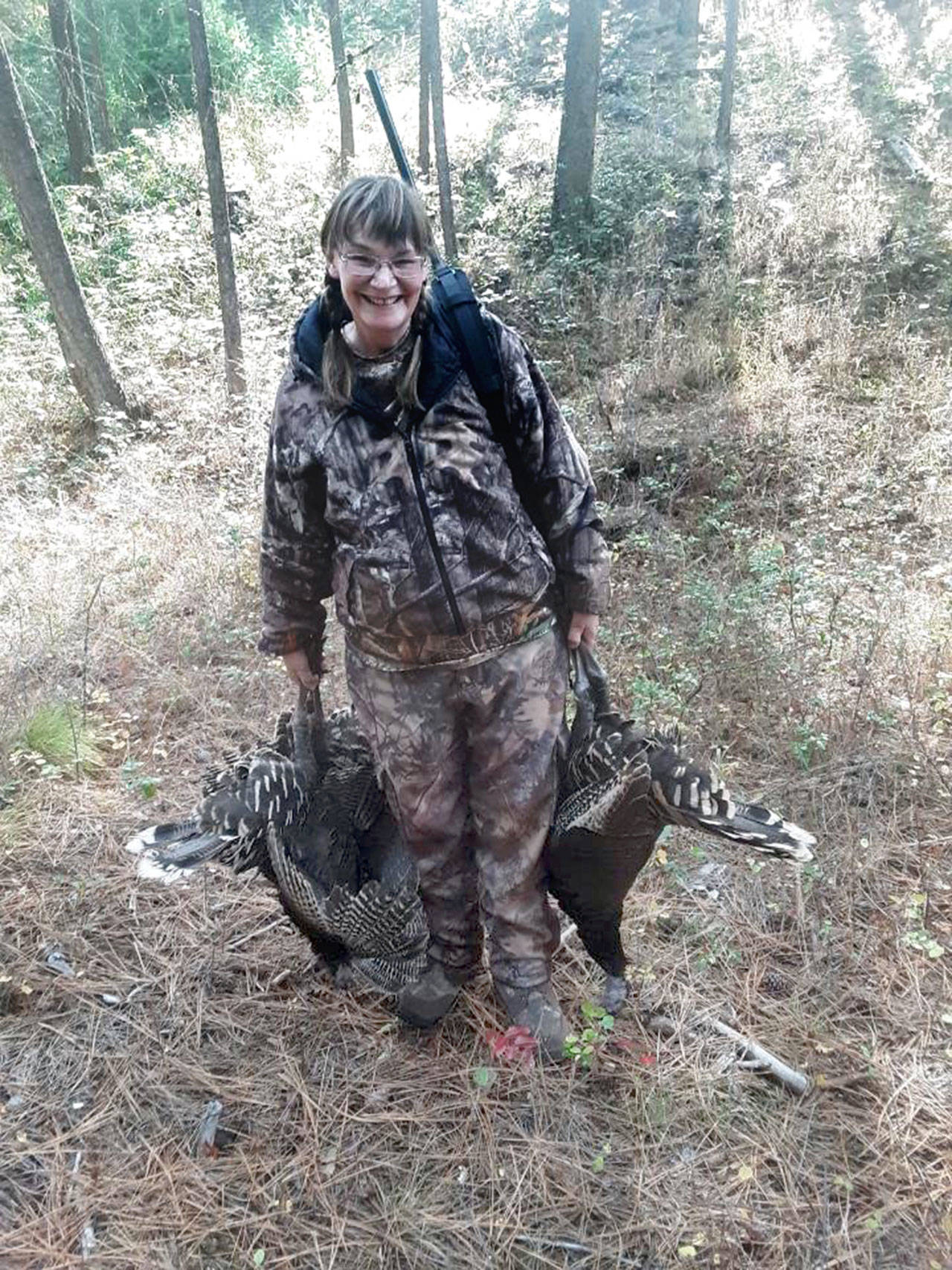 Cookie Singhose-Allison of Port Angeles bagged three turkeys during a recent hunting trip in the northeastern part of the state. Singhose-Allison said her family is all set for Thanksgiving after the successful trip. (Submitted photo)