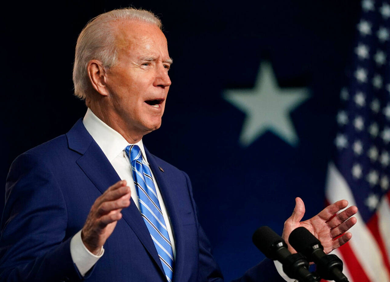 Democratic presidential candidate former Vice President Joe Biden speaks Wednesday, Nov. 4, 2020, in Wilmington, Del. (Carolyn Kaster/Associated Press)