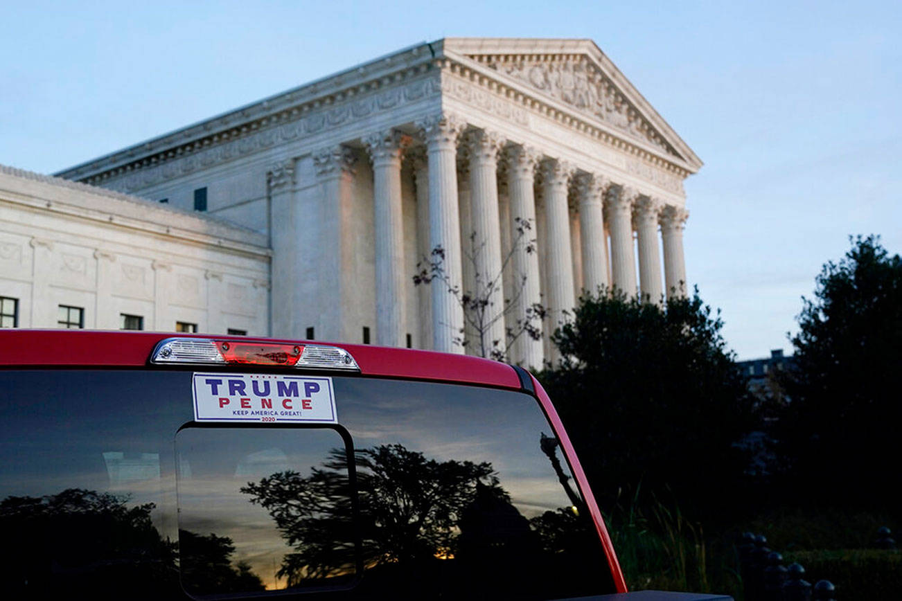 The Supreme Court is seen in Washington, Thursday afternoon, Nov. 5, 2020. (AP Photo/J. Scott Applewhite)
