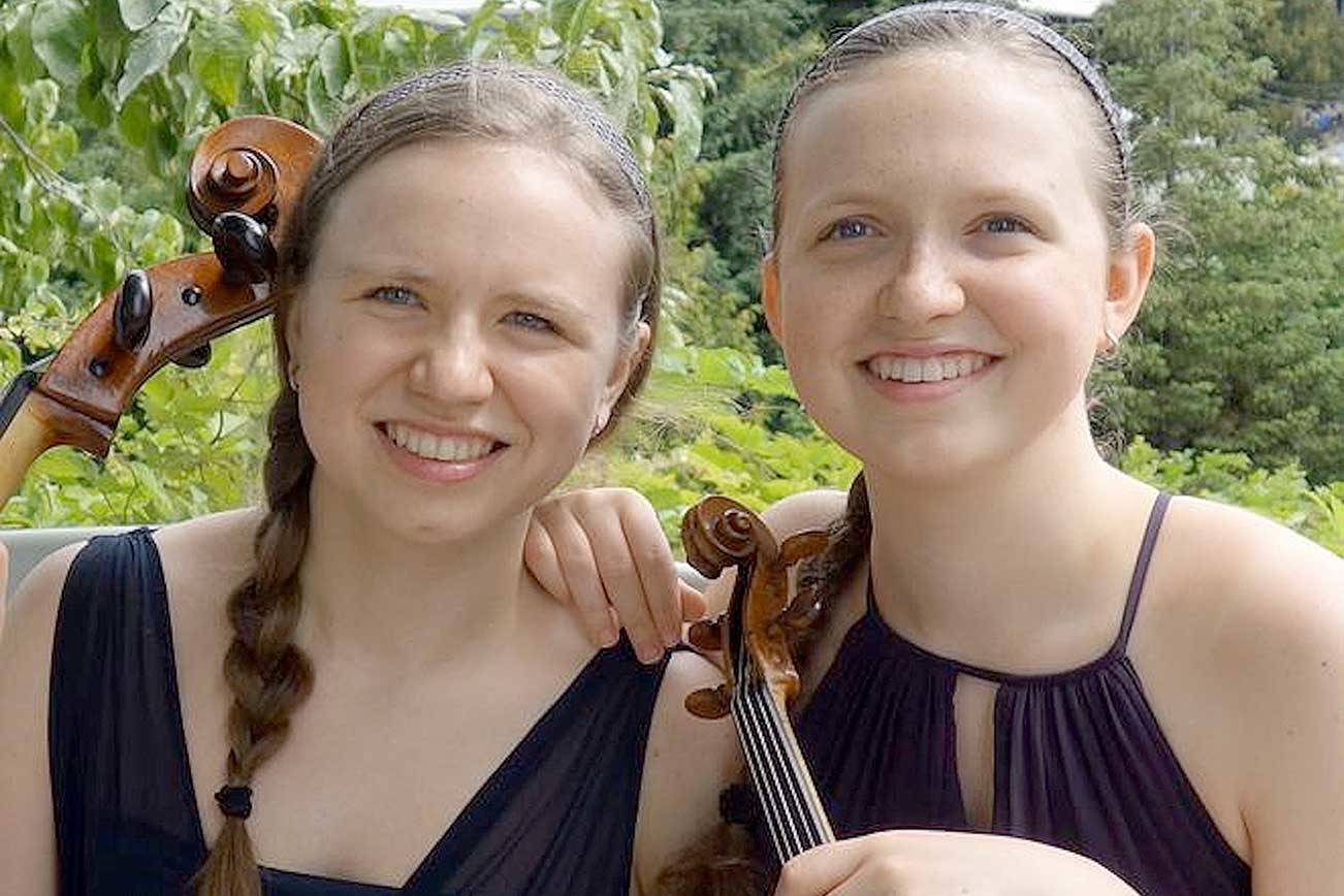 Olivia Marckx, left, and Charlotte Marckx are the Sempre Sisters, guest soloists with the Port Angeles Symphony in an online concert to premiere this week. (Sempre Sisters)