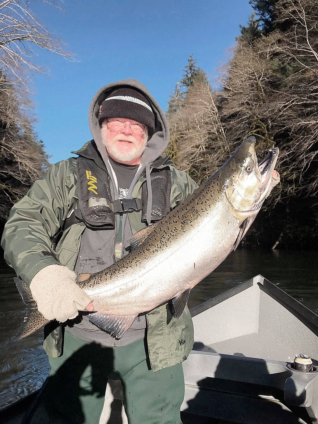 Bob Lashinski caught this chrome king while fishing with Mike Zavadlov of Mike Z’s Guide Service (360-640-8109) earlier this month. With Thanksgiving approaching, West End anglers are keeping watchful eyes out for hatchery steelhead.
Photo/Mike Zavadlov