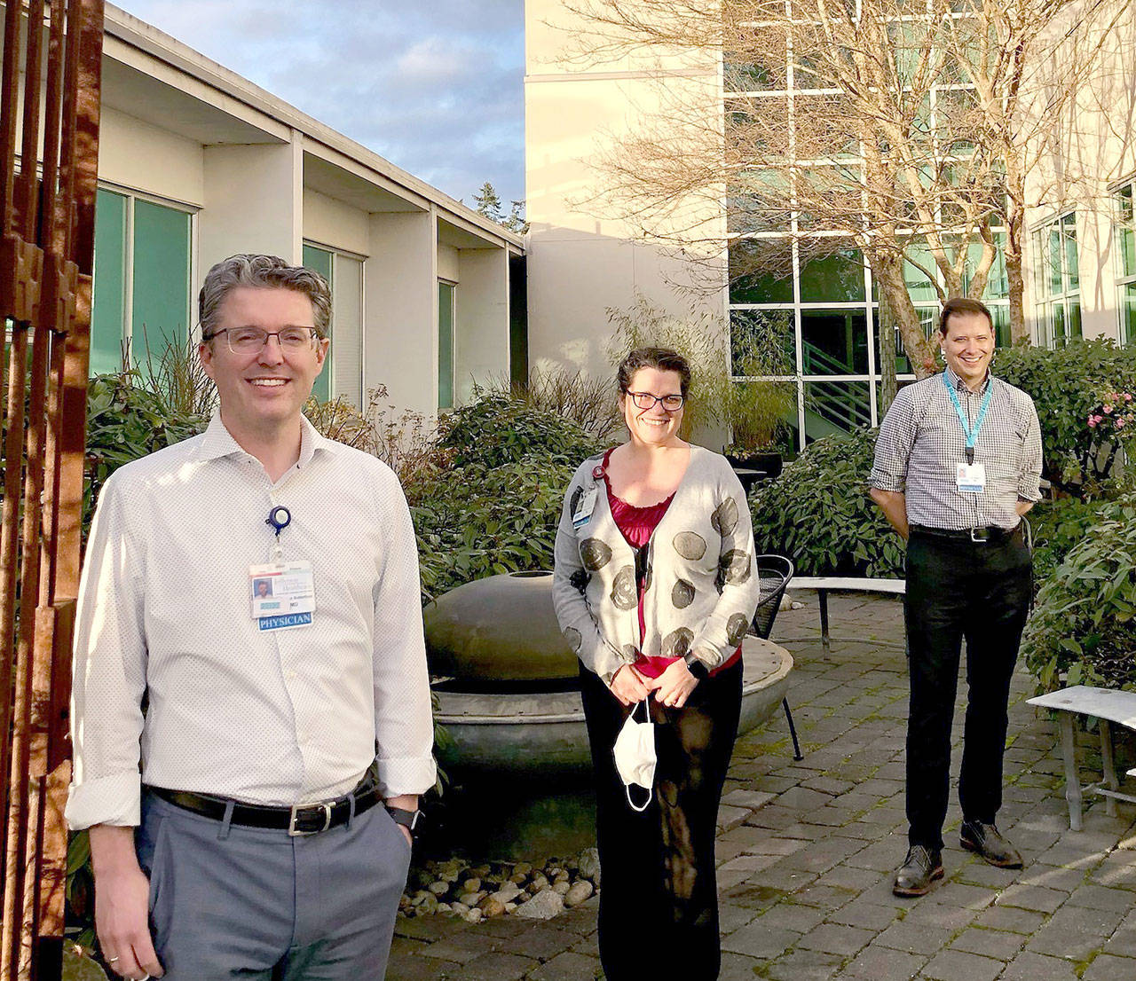 Jefferson Heathcares COVID-19 physicians, from left, are Drs. Steve Butterfield, Tracie Harris and Joe Mattern. (Photo courtesy of Jefferson Healthcare)