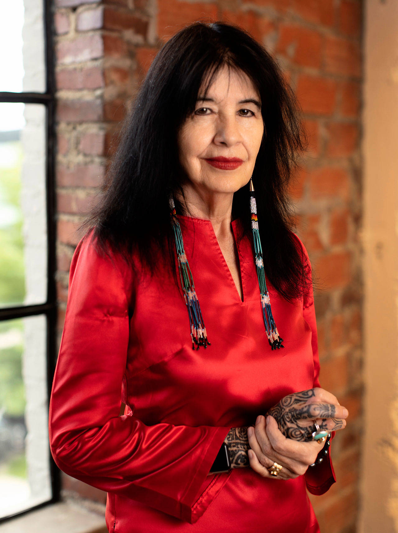 Joy Harjo, national Poet Laureate, author and acclaimed musician, will read poetry and then join in conversation with students from the First Nations Club at Peninsula College in a virtual Studium Generale event on Jan. 28. (Photo by Matika Wilbur)