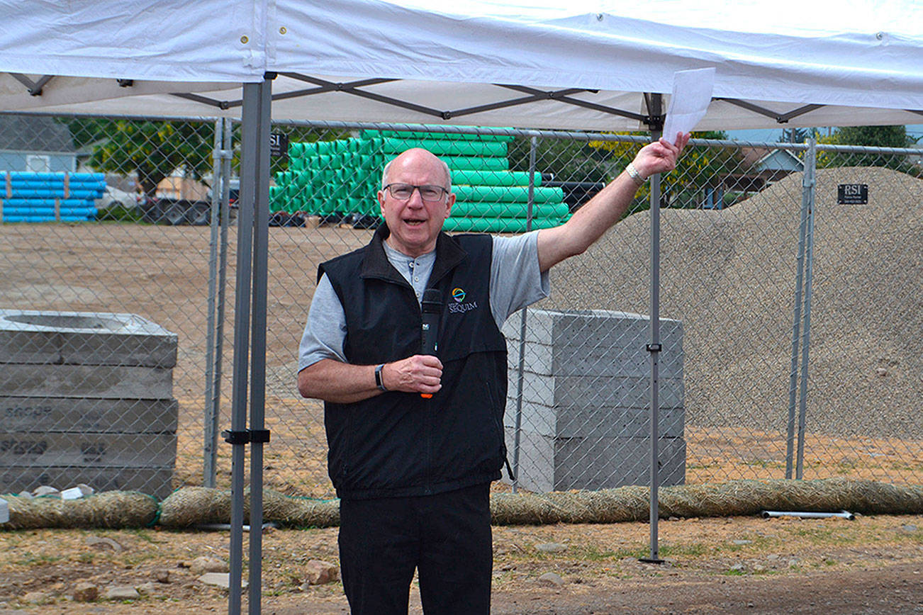 Sequim City Council member Dennis Smith, seen in 2019 at a groundbreaking for the West Fir Street Rehabilitation Project, announced his resignation Friday due to personal reasons. (Matthew Nash/Olympic Peninsula News Group)