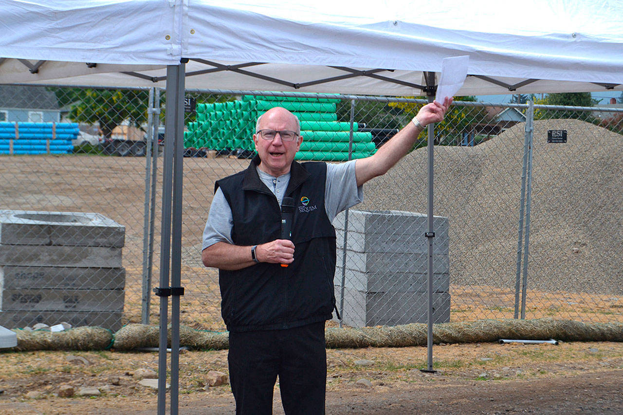 Sequim City Council member Dennis Smith, seen in 2019 at a groundbreaking for the West Fir Street Rehabilitation Project, announced his resignation Friday due to personal reasons. (Matthew Nash/Olympic Peninsula News Group)