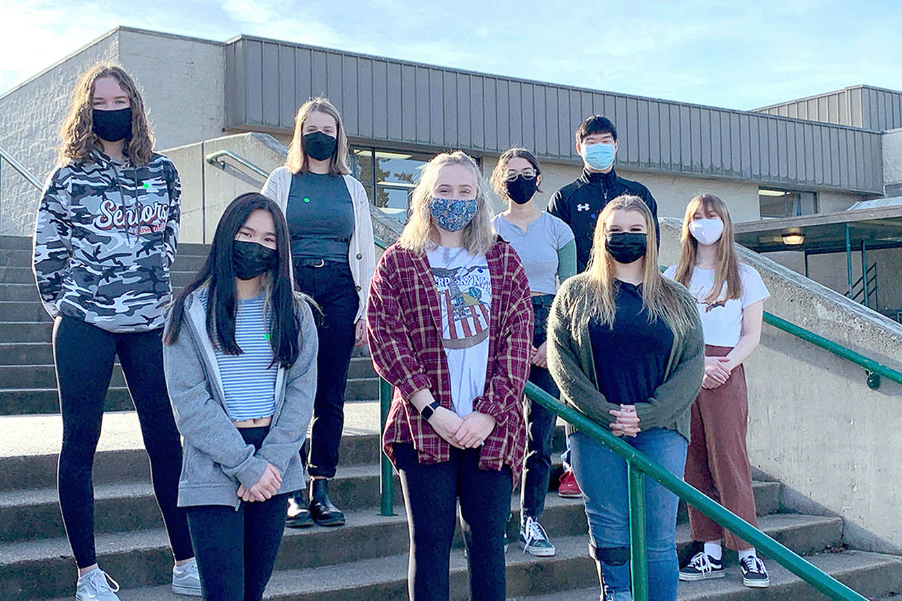 Port Angeles High School Interact Club members are front row, from left, Yau Fu, Maizie Tucker, Hayden Webber and Trinity Laws and back row, from left, Emma Weaver, Molly Scofield, Olivia Carroll and Yun Chong.