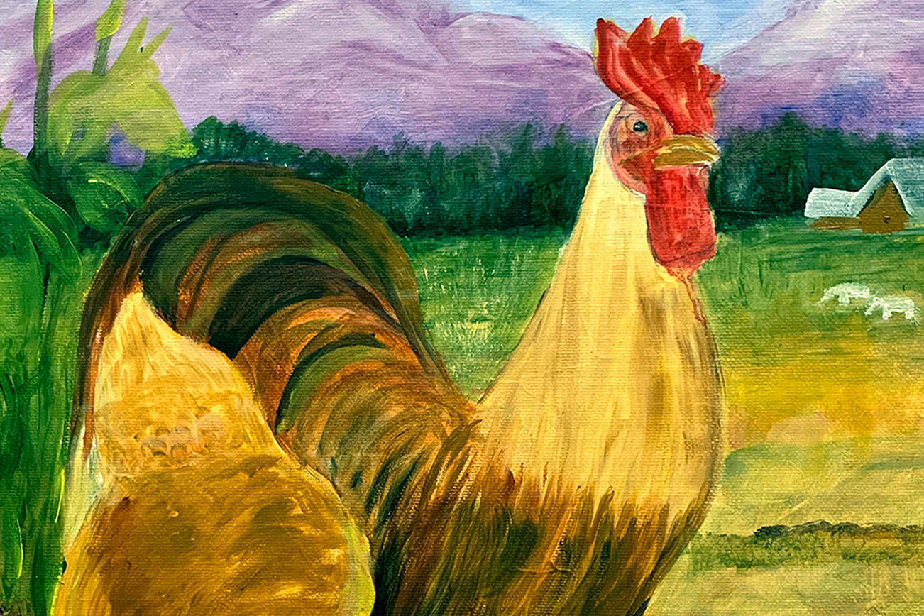 "Rooster" is one of Fran Bodman's works that will be highlighted by the Port Ludlow Art League starting Monday.