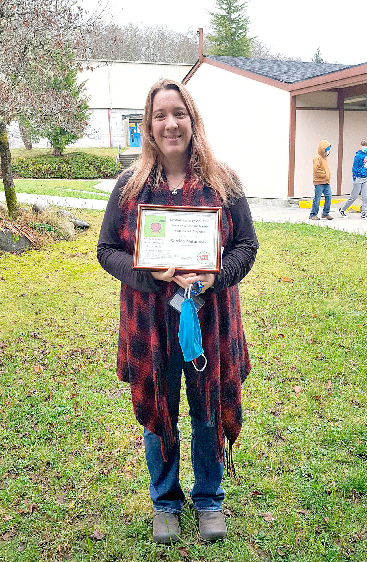 Katrina Matumeak, of Crescent School, with her Isabel Whitfield/Naddy mini-grant.