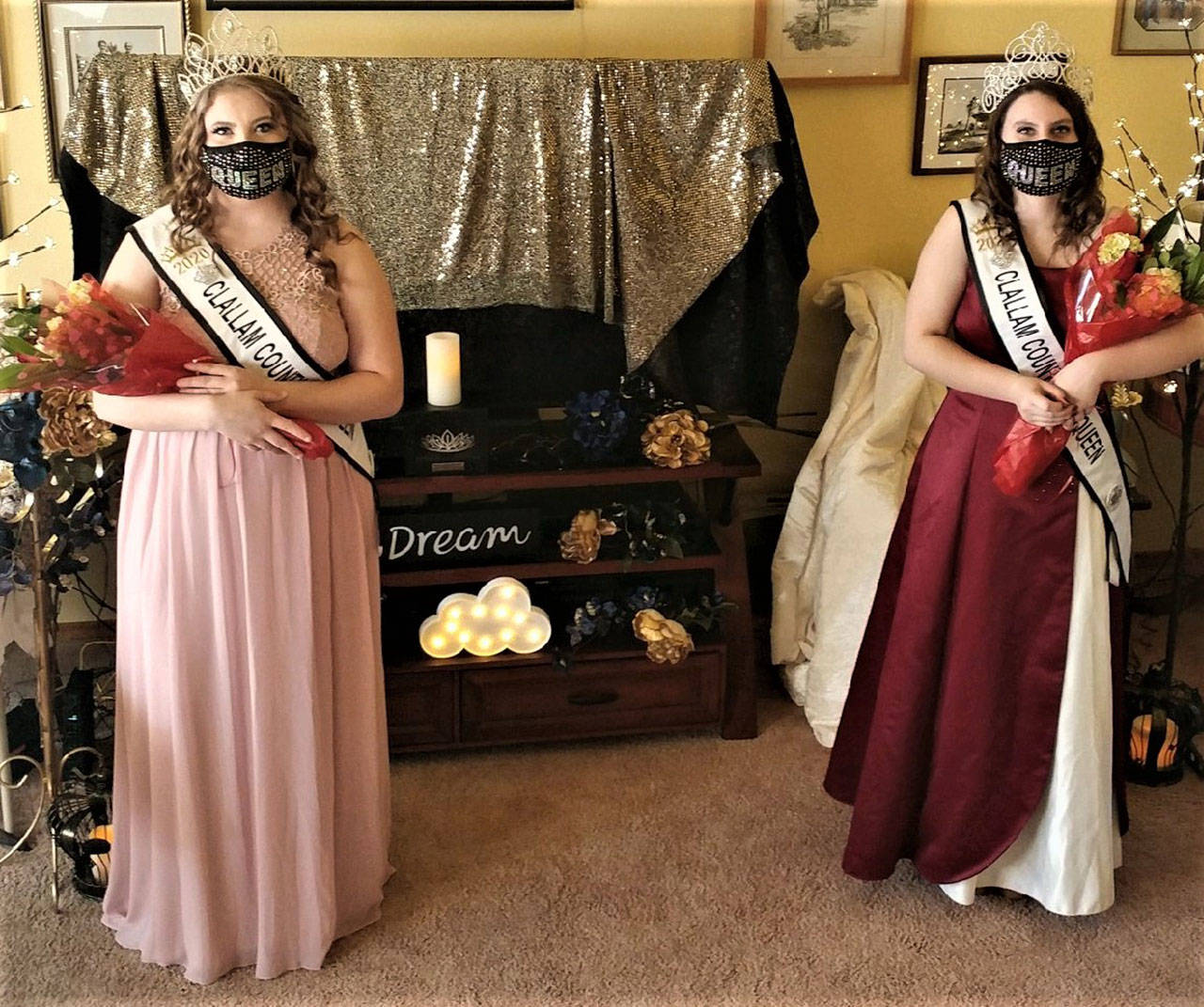 Photo courtesy of the Clallam County Fair
Ann Menkal, left, and Rebekah Parker will preside over the Clallam County Fair festivities as queens this year. Menkal, 17, is a senior at Port Angeles High School who was named the 2020 queen. Parker, 17, a princess for the 2019 fair, is a senior at Sequim High School and Olympic Peninsula Academy.