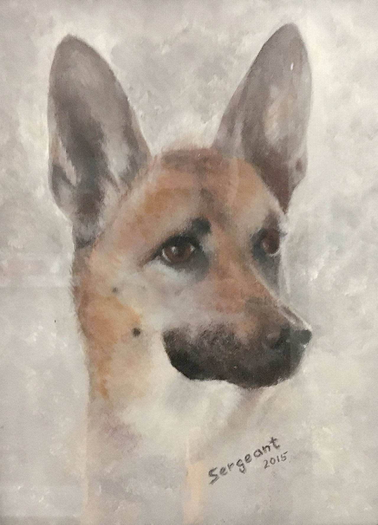 Bruce Corbridge’s painting of his dog, Sergeant, is among the pieces displayed in the Port Ludlow Art League exhibit.