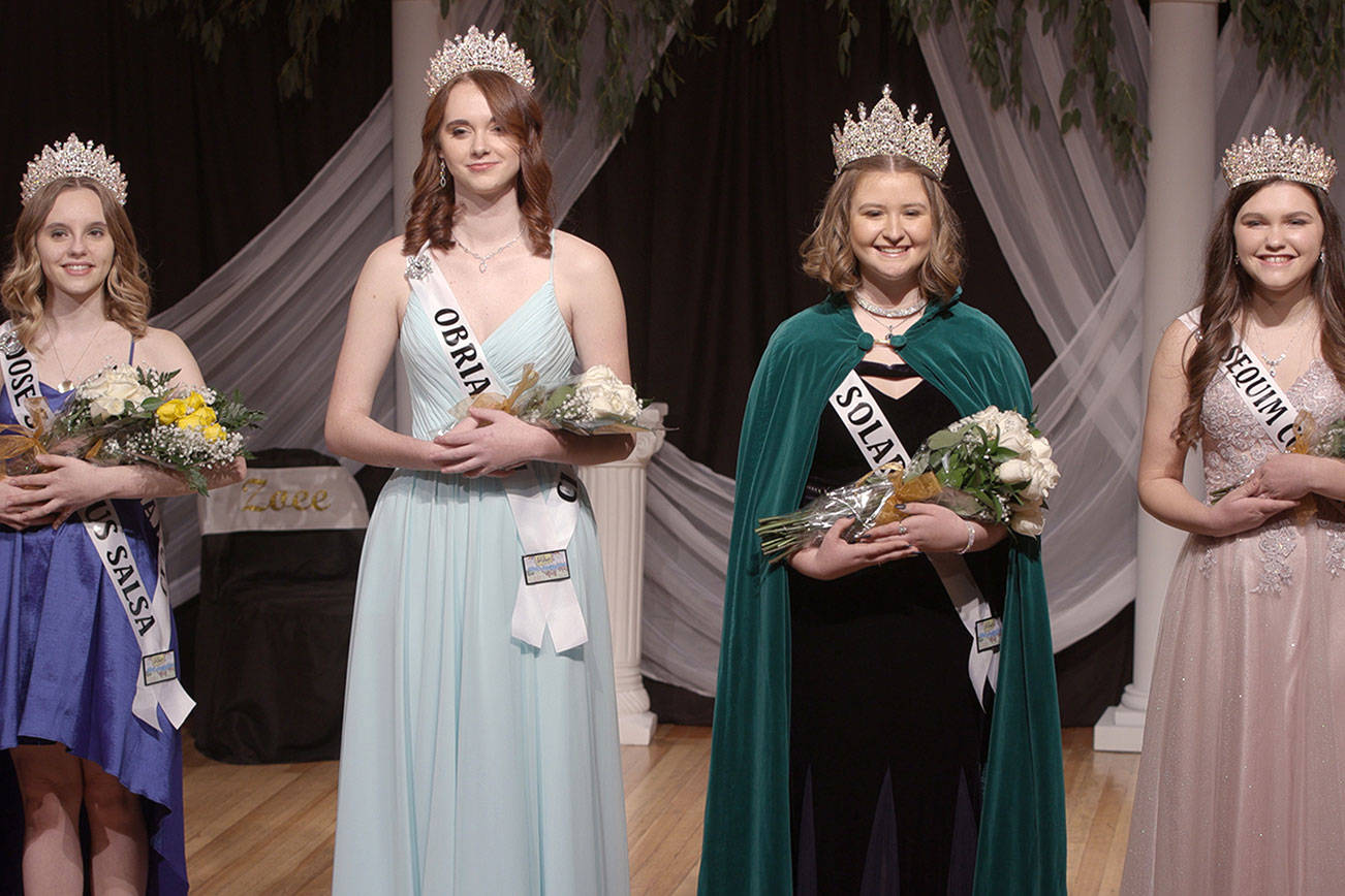 Photo courtesy of Silas Crews
Lindsey Coffman, last year’s Sequim Irrigation Festival queen, crowns Hannah Hampton in a virtual royalty pageant.