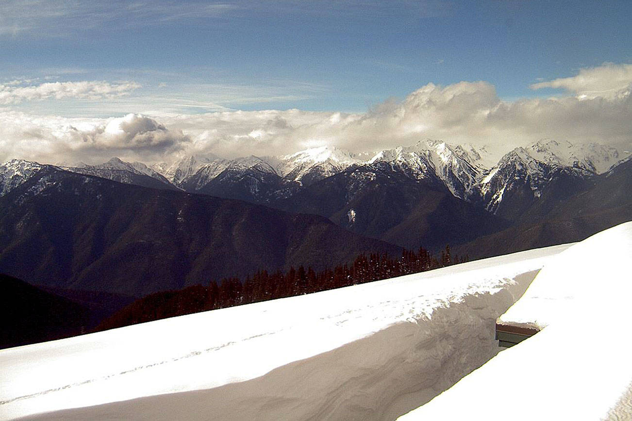 A webcam shot at Hurricane Ridge shows deep snow Thursday morning.