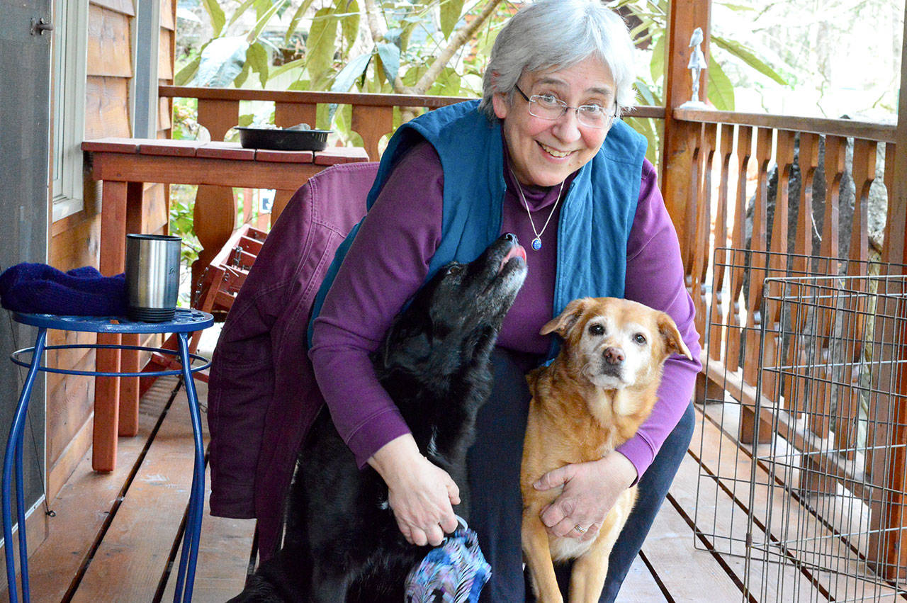 <strong>Diane Urbani de la Paz</strong>/Peninsula Daily News
Carol Rich shares her Port Townsend home with Zoe, left, and Xen.