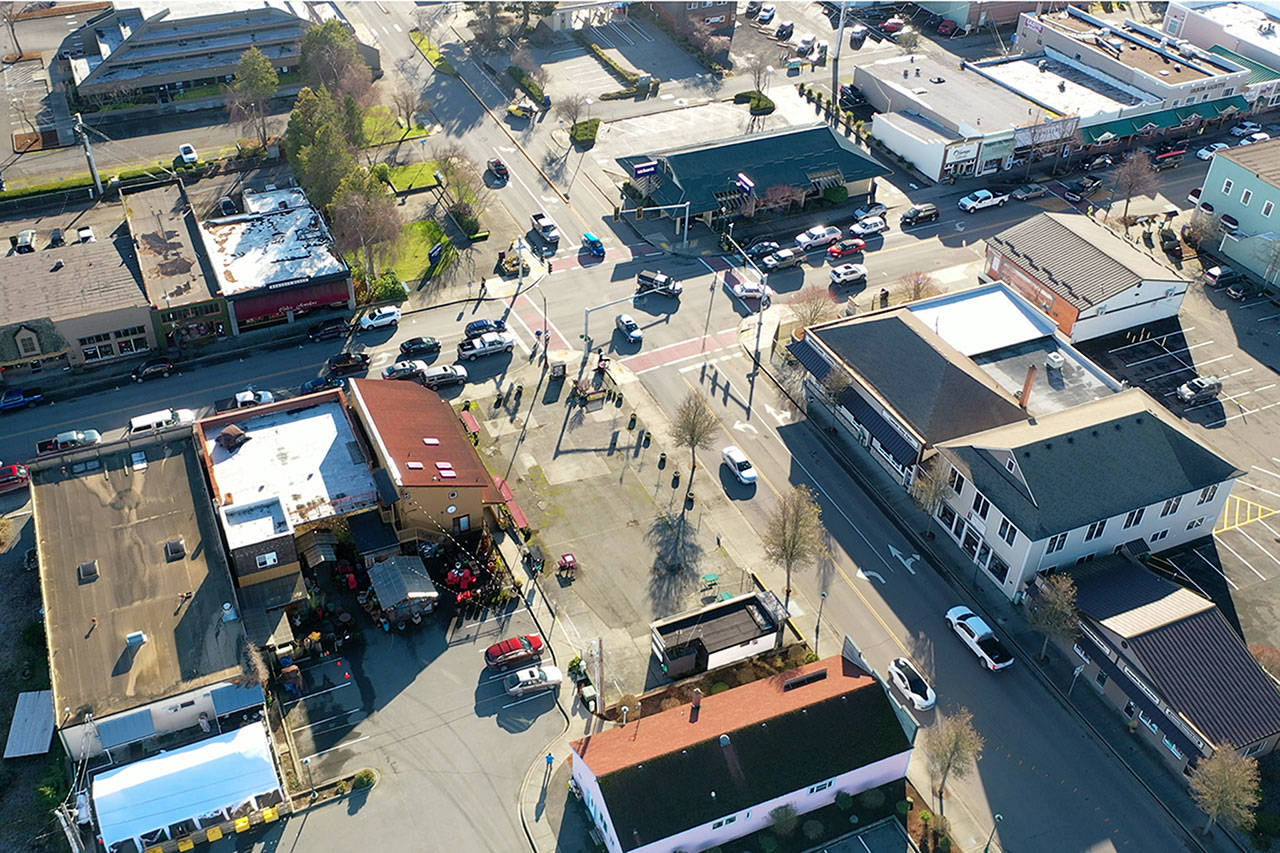 This summer, surveys will go out to help redesign Centennial Place at the northeast corner of Sequim Avenue and Washington Street. Sequim city councilors seek design options before allocating funds to the project they decided on March 8. (Photo courtesy of Silas Crews)
