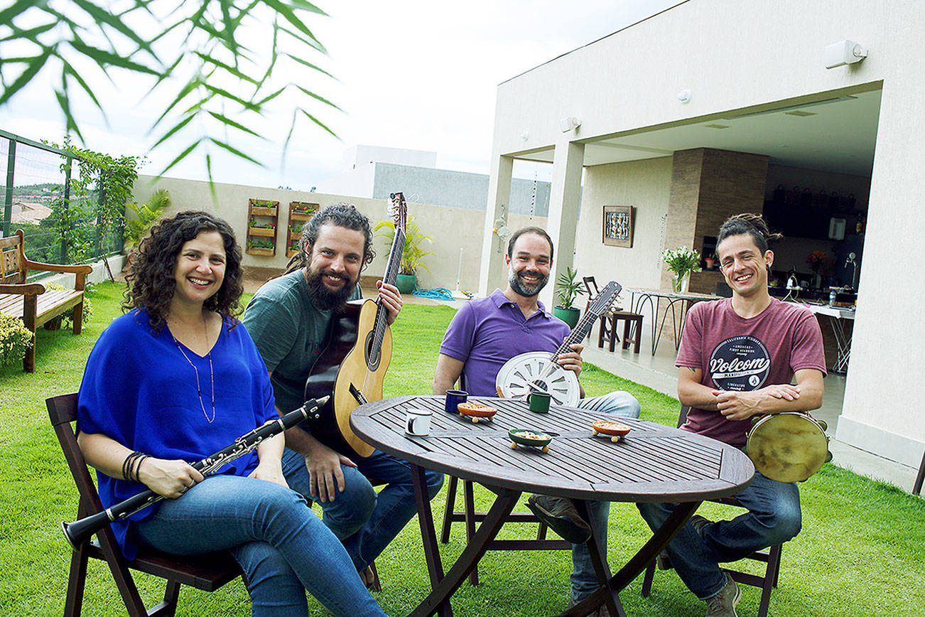 Brazilian choro music will flow in a live-streamed concert Saturday afternoon from players including, from left, Anat Cohen, Douglas Lora, Dudu Maia and Alexandre Lora. photo courtesy of Anat Cohen