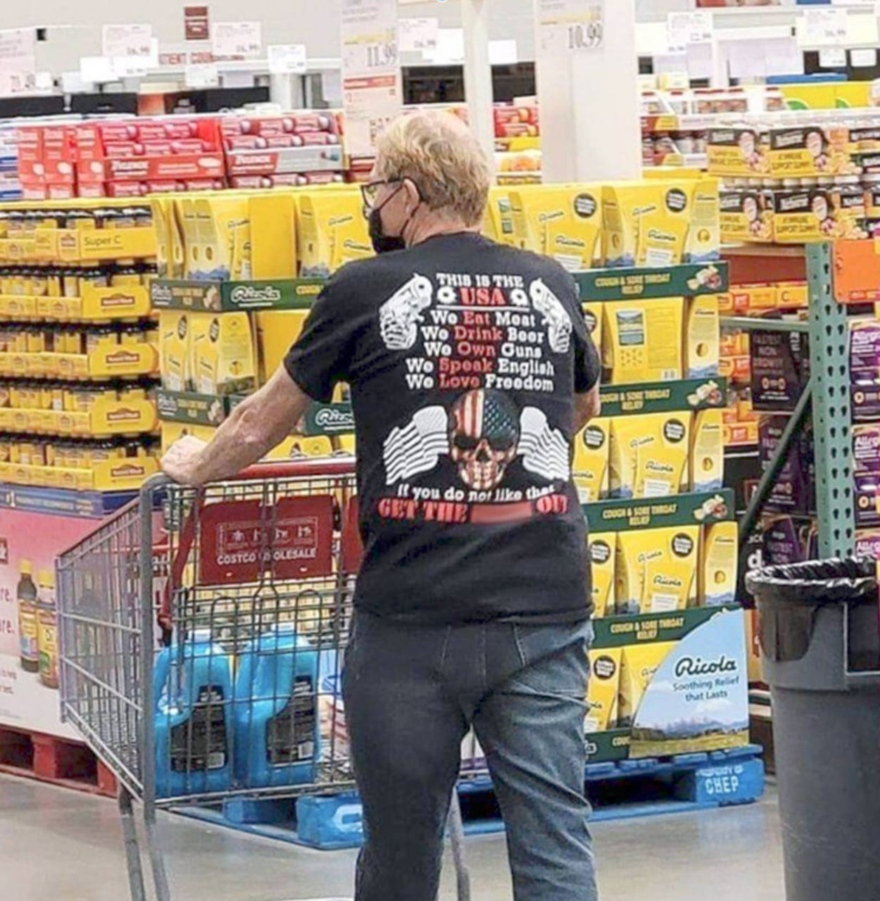 Mayor William Armacost’s T-shirt worn during a recent shopping trip has been posted on a variety of Facebook sites. The PDN has blurred a profane word on the shirt. It is not known who took the photo that has prompted many social media comments and letters to the editor.