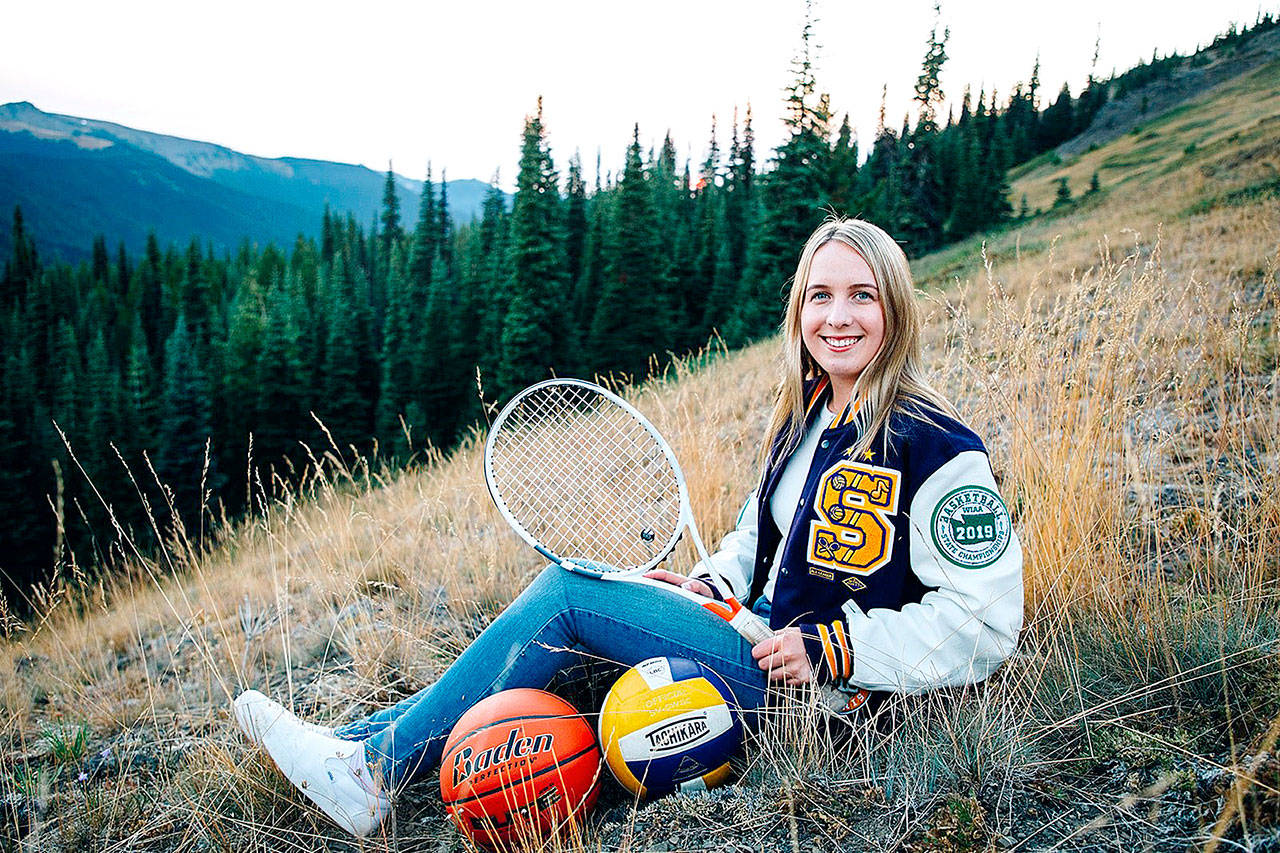 Sequim senior Kalli Wiker was recently awarded a $5,000 Washington Interscholastic Activities Association Smart Choice Scholarship. Wiker carries a 4.0 grade-point average and is a three-sport star in volleyball, basketball and tennis. She was undefeated this past season in district in tennis and in 2019 won the state tennis doubles championship. She plans to attend George Fox University in Newberg, Ore. (Courtesy photo)