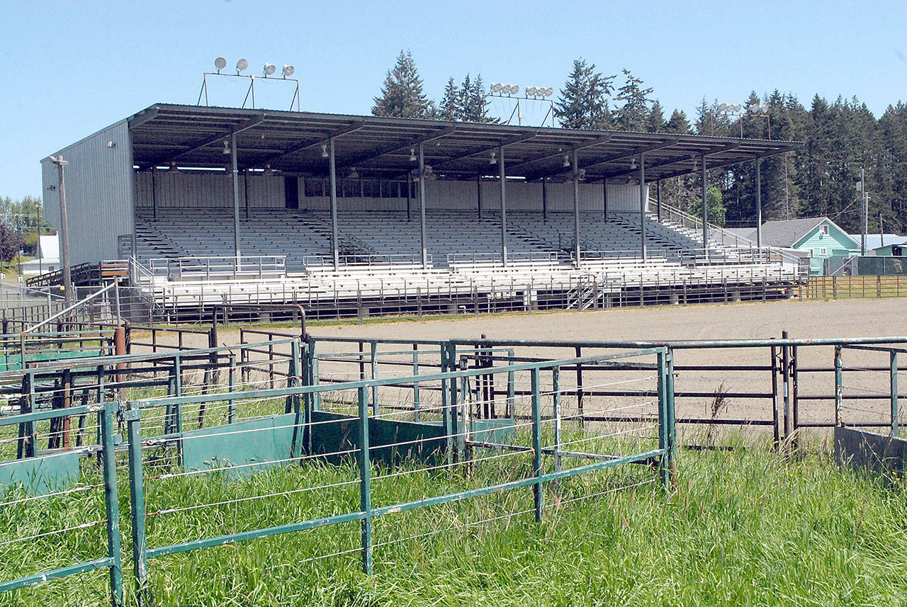 The grandstands at the Clallam County Fairgrounds in Port Angeles will remain closed for a second year after fair officials cancelled the 2021 fair. (Keith Thorpe/Peninsula Daily News)