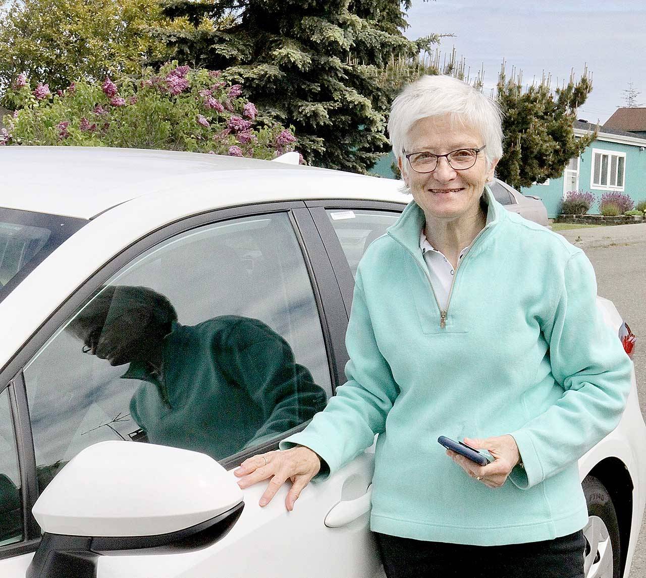 Marty Melcher of Port Angeles was awarded a 2021 Toyota Corolla when her duck was pulled Sunday as the winner of the 32nd Great Olympic Peninsula Duck Derby at Lincoln Park. “I’m totally flummoxed,” she said. Wilder Toyota donated the vehicle for the annual fundraiser, which brought in a record $115,000 for the Olympic Medical Foundation.