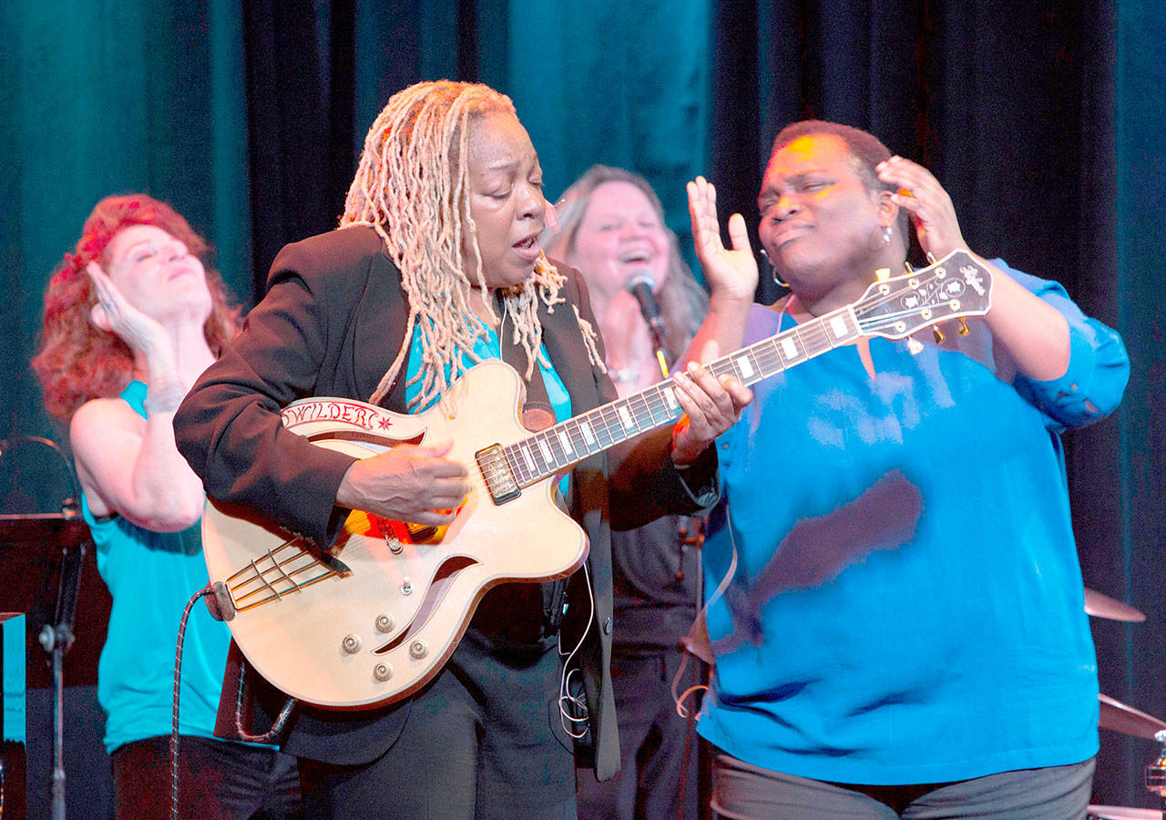 Blues Is a Woman, one of the bands in the Juan de Fuca Foundation Season Concerts series, features, from left, Pamela Rose, Pat Wilder, Daria Johnson and Kristen Strom. (photo courtesy Blues Is a Woman)