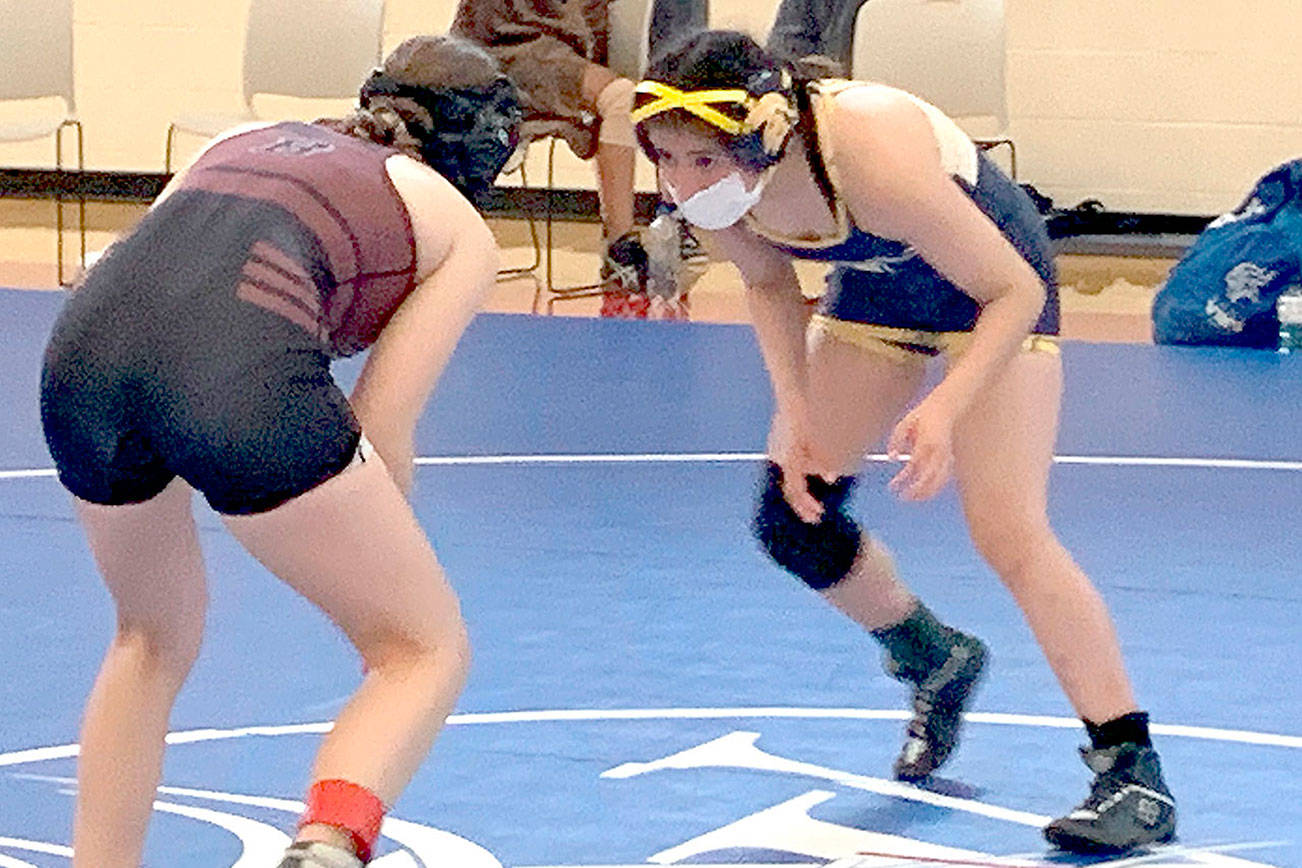 Courtesy photo
Forks' Karen Ensastequi-Salazar wrestles in a double dual versus Curtis and Bethel high schools this weekend.