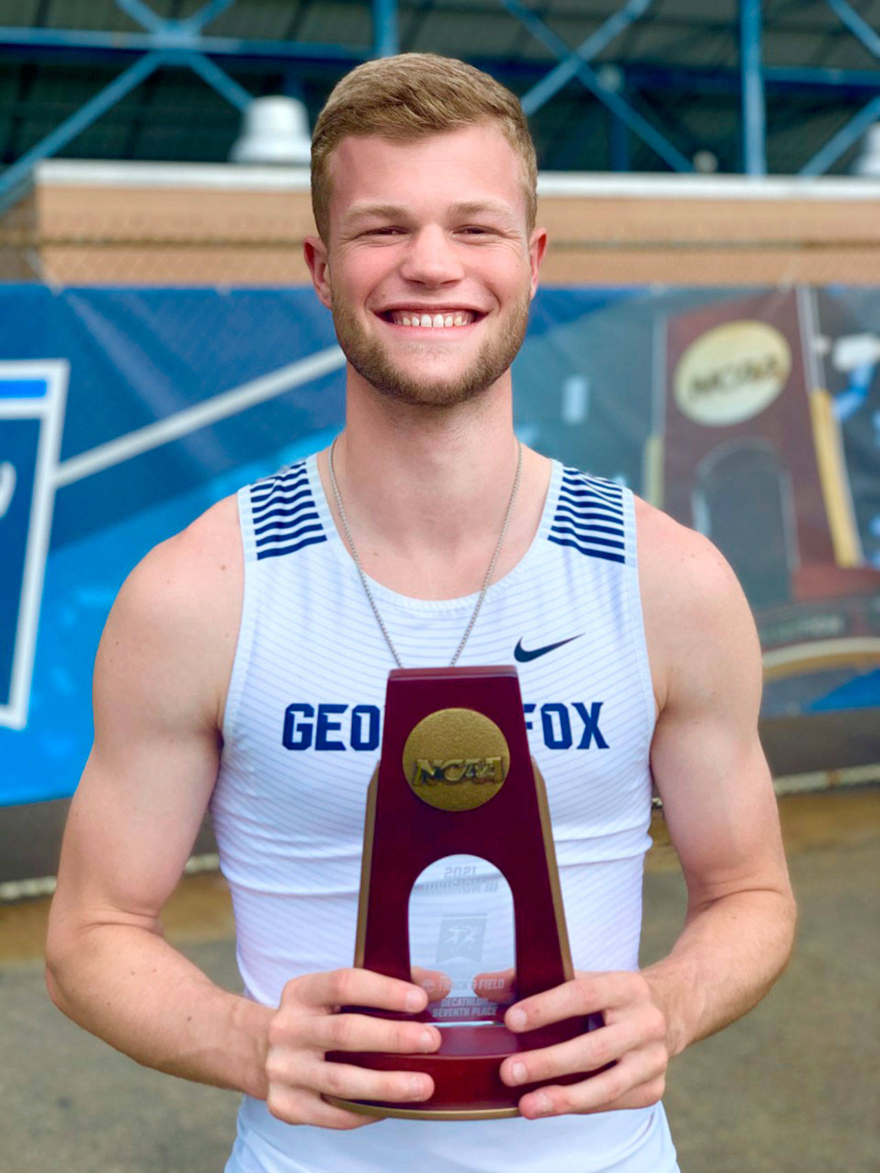 Port Townsend High School graduate and George Fox University track and field athlete Berkley Hill recently earned NCAA Division III All-America status after he finished seventh in the decathlon at the NCAA Division III Outdoor Championships held recently in Greensboro, N.C.