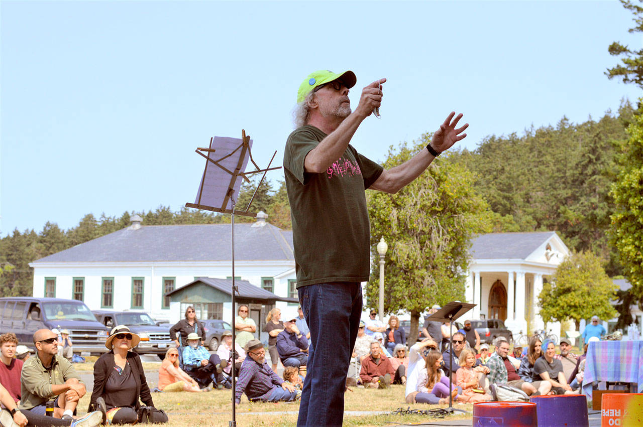 YEA Music Camp instructor Mike McLeron leads the Band I ensemble in the end-of-camp concert at Fort Worden State Park on Friday. (Diane Urbani de la Paz/Peninsula Daily News)
