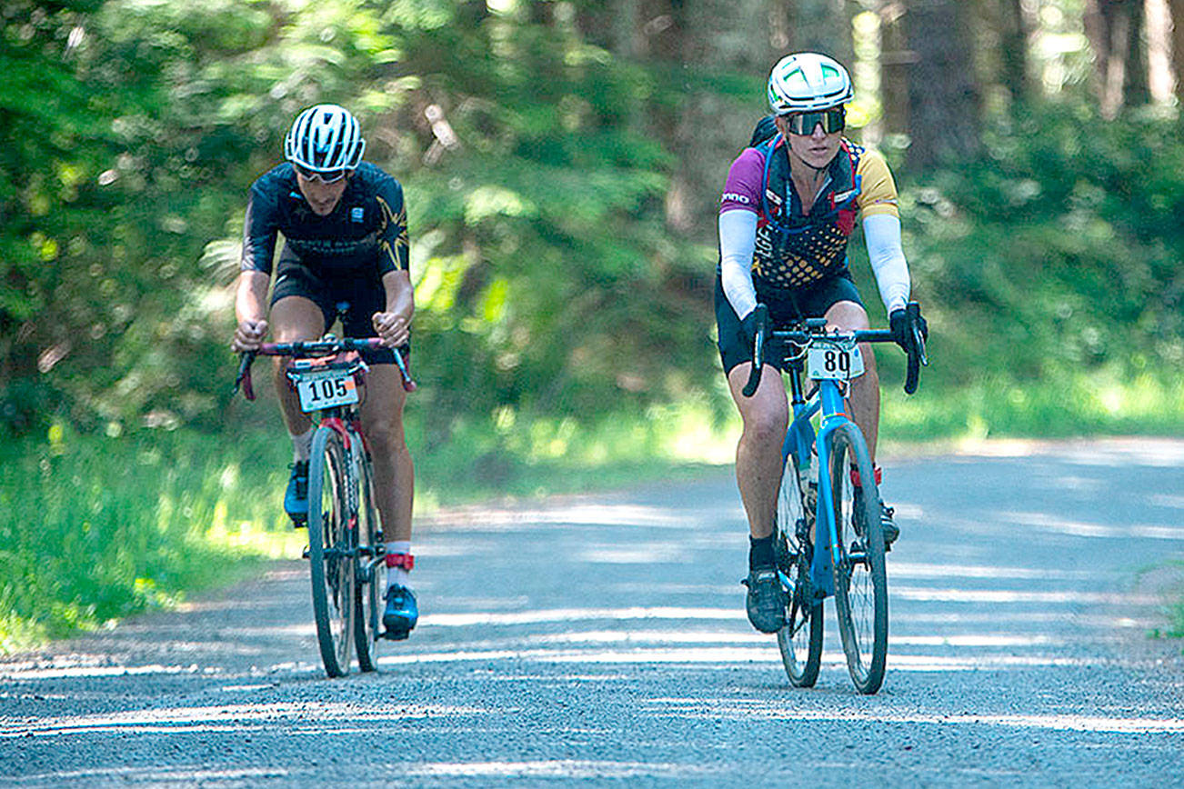 Jesse Major/Peninsula Adventure Sports
Mountain bikers compete in the Bon Jon Pedal Bender west of Quilcene, the final leg of this year's Gravel Unravel, last weekend.