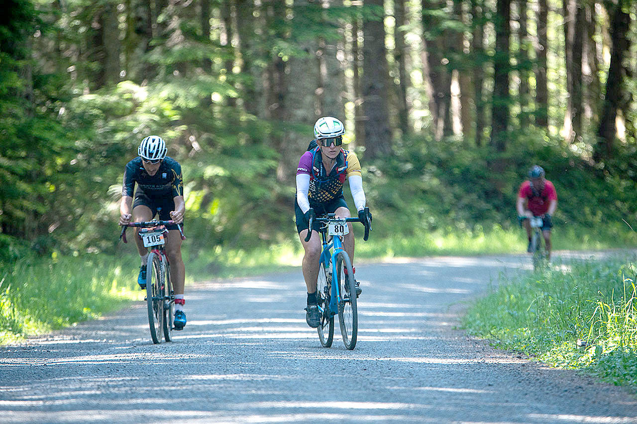 Mountain bikers compete in the Bon Jon Pedal Bender west of Quilcene, the final leg of this year’s Gravel Unravel, last weekend. (Jesse Major/Peninsula Adventure Sports)