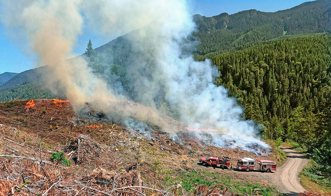 The state Depaartment of Natural Resources is investigating the cause of a fire near Lake Sutherlind. The blaze has been extinguished. (Clallam County Fire District No. 2)
