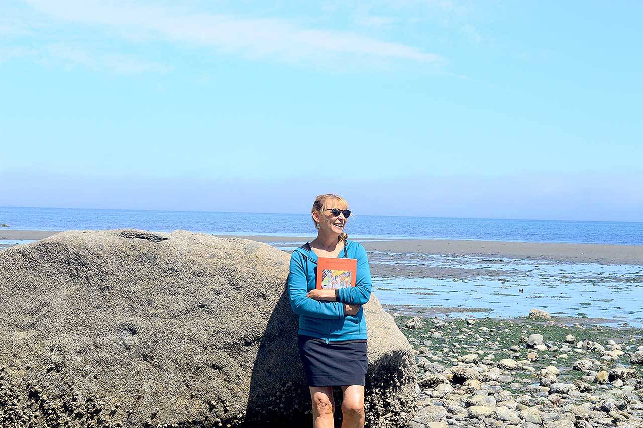 Holly Hughes, editor of “The Madrona Project: Voices from the Heart of Cascadia,” visited Port Townsend’s Chetzemoka Park on Monday. She’s organized two in-person readings from the book in Chimacum and Sequim this month. (Diane Urbani de la Paz/Peninsula Daily News)