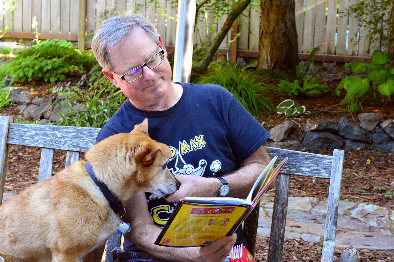 Port Townsend author Dana Sullivan, who will give a free, all-ages workshop Tuesday, draws inspiration from family members including Bennie the dog. (Diane Urbani de la Paz/Peninsula Daily News)
