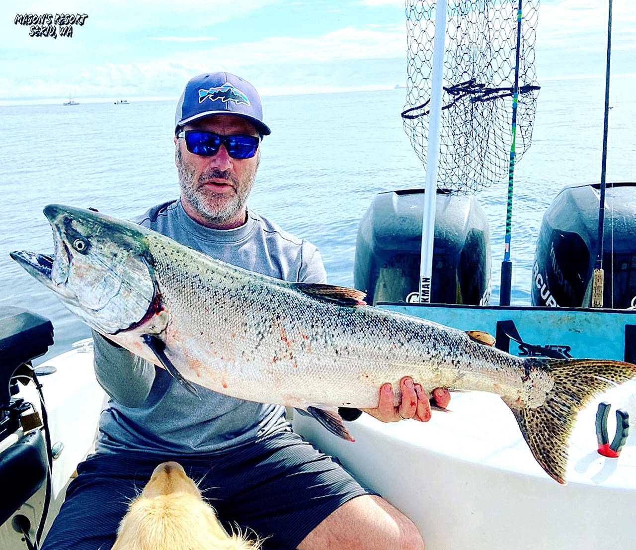Photo courtesy of Mason’s Olson Resort Chadd Cinkovich shows off his king salmon caught last week in the Strait of Juan de Fuca.
