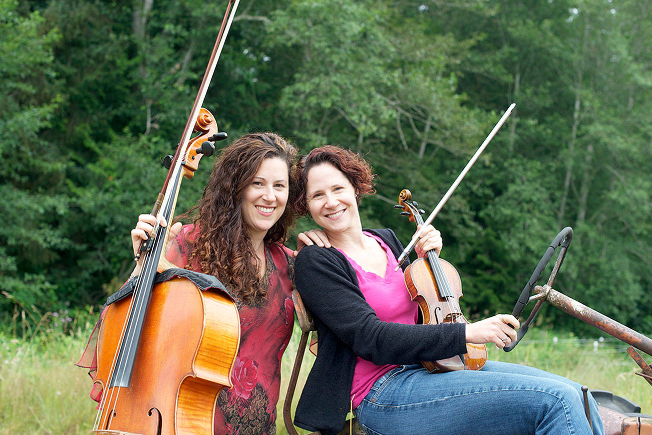 Amy Barston, left, and her sister Elisa Barston will return to Trillium Woods Farm in Quilcene this weekend for two free concerts with pianist Jessica Choe. photo courtesy Concerts in the Barn