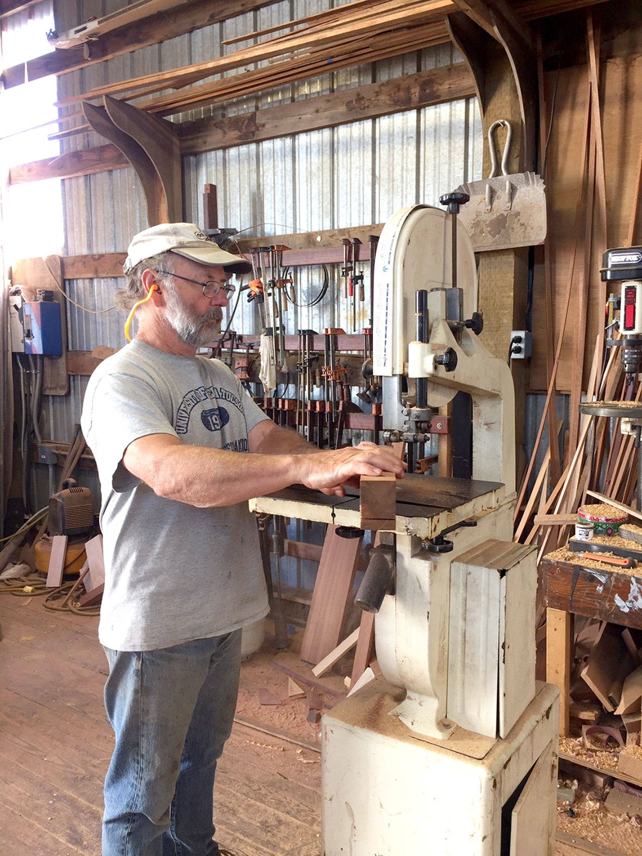 Mark Stout works in his shop.