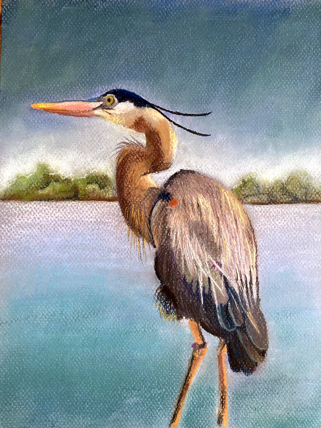 Heron by Georganne Muse is part of the Port Ludlow Art Leagues group show.