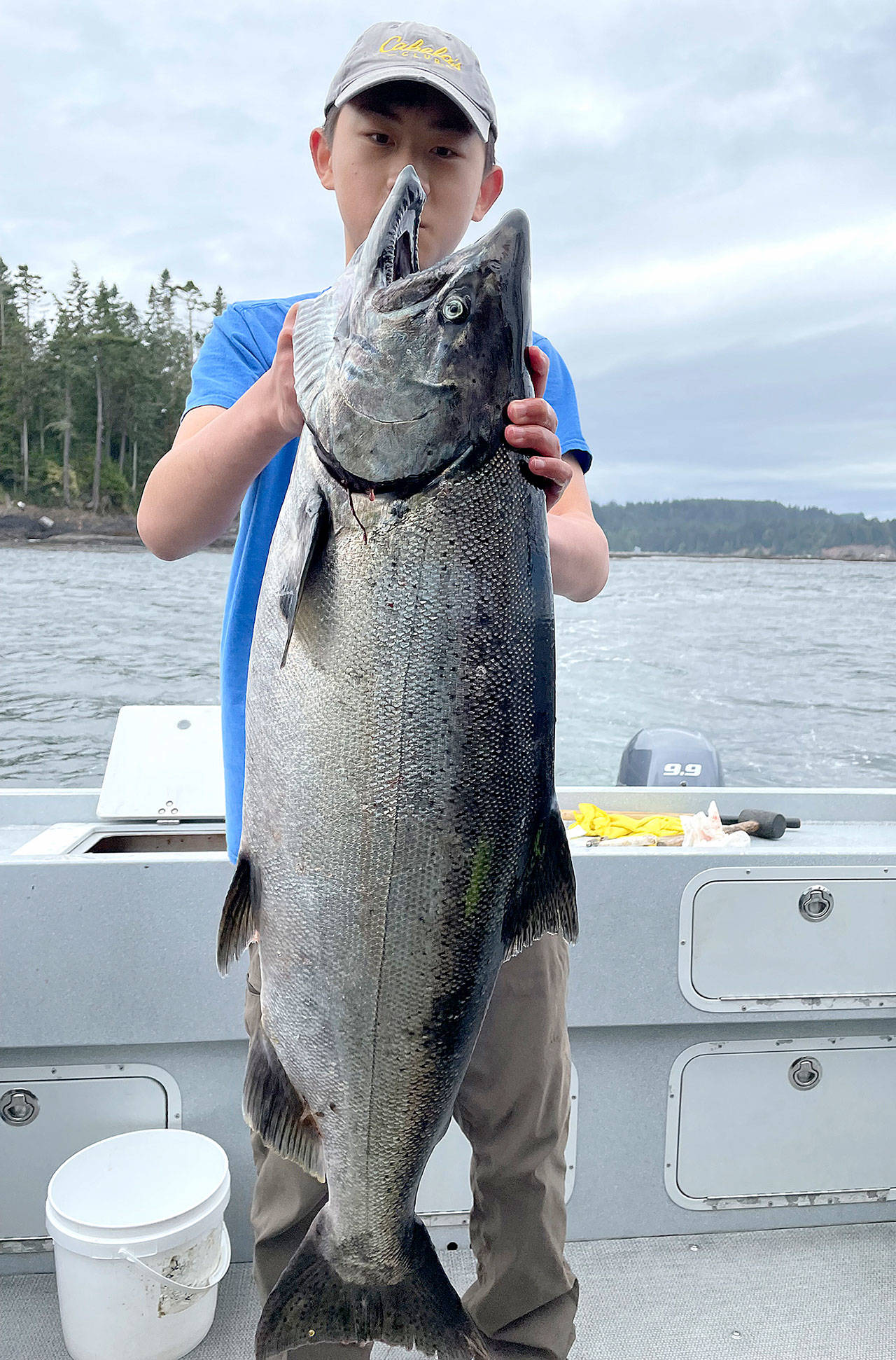 Joey Kang, 13, of Port Angeles caught a 28-pound king salmon this week at Freshwater Bay west of Port Angeles. Kang was fishing with his father James Kang of Port Angeles and reeled in the giant fish himself. (Courtesy photo)