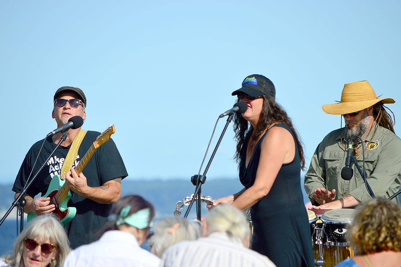The first show in the 2021 Concerts on the Dock series got underway Thursday evening with Uncle Funk and the Dope 6 at Pope Marine Park Plaza in downtown Port Townsend. The free, all-ages concerts will go from 5 p.m. to 7 p.m. each Thursday through Sept. 2. Diane Urbani de la Paz/Peninsula Daily News