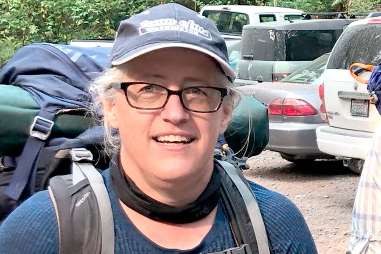 Cheri Keller is pictured at the Duckabush Trailhead at the start of her trip on Sunday.