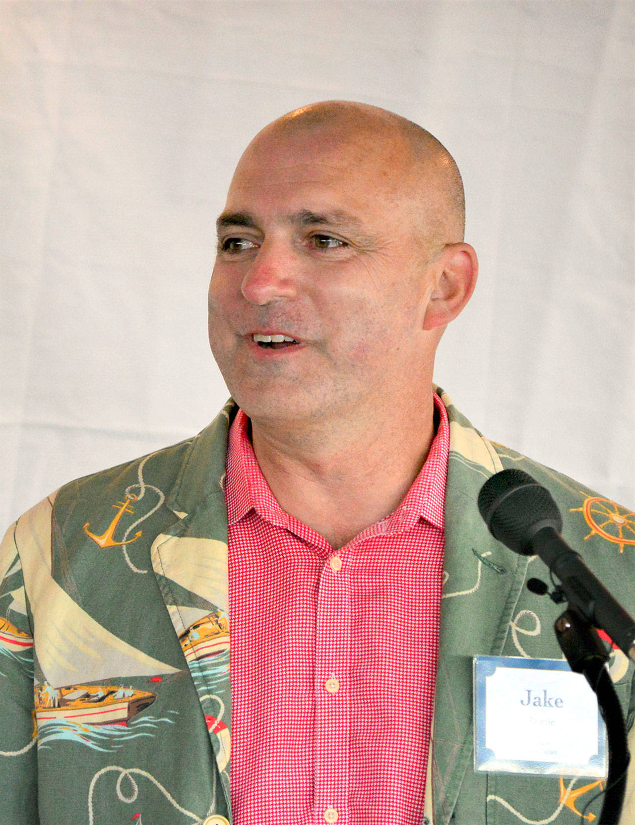 Northwest Maritime Center Executive Director Jake Beattie, pictured at the Navigator Night Out fundraiser in July, announced Friday that the 45th annual Wooden Boat Festival will be canceled. (Diane Urbani de la Paz/Peninsula Daily News)