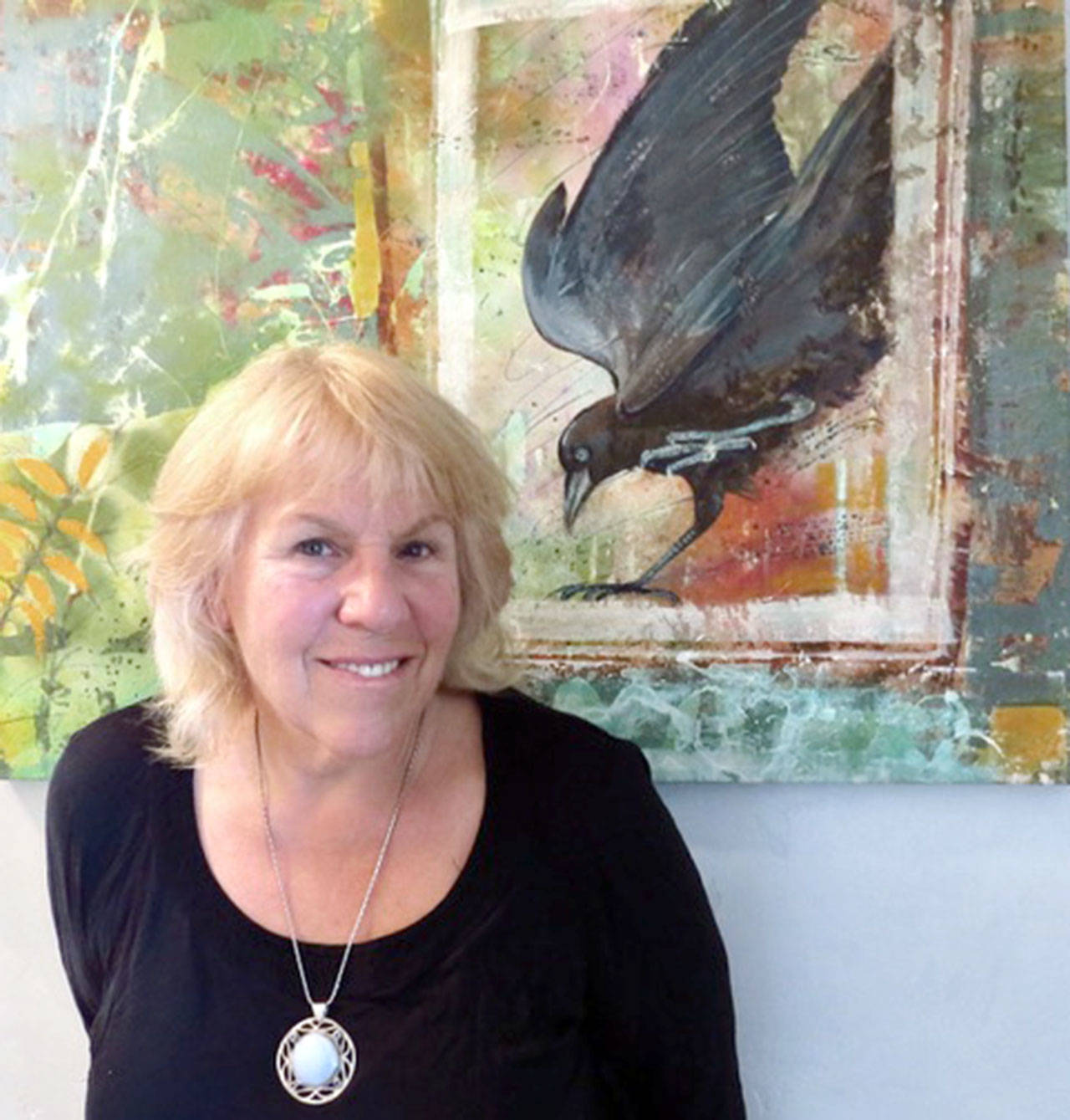 Christina Rosenthal’s abstract art is on display at the Harbor Art Gallery.