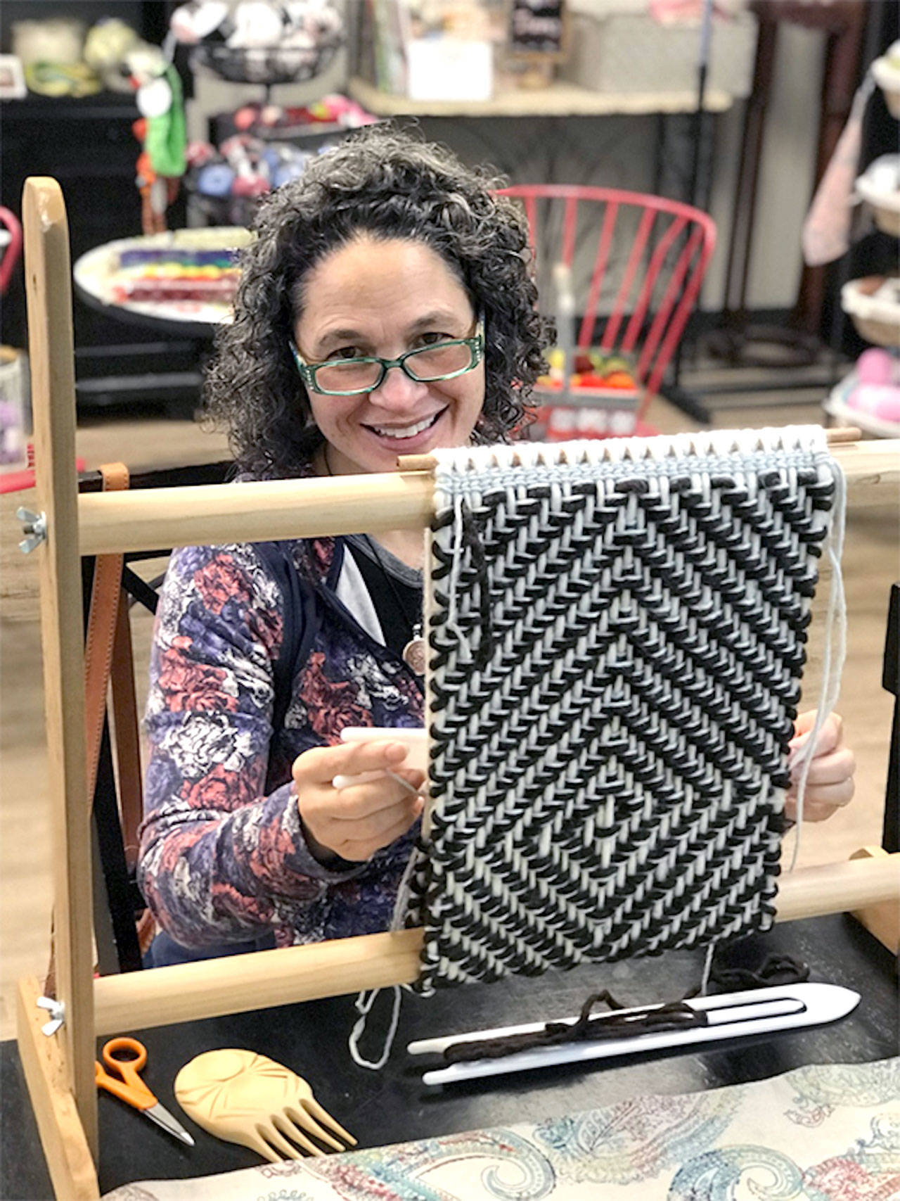 Weaver Susan Pavel is the presenter in the First Friday Speaker Series program this Friday evening. The Jefferson County Historical Society event highlights “The Art of Making,” and local craftspeople of many disciplines. (photo courtesy Jefferson County Historical Society)