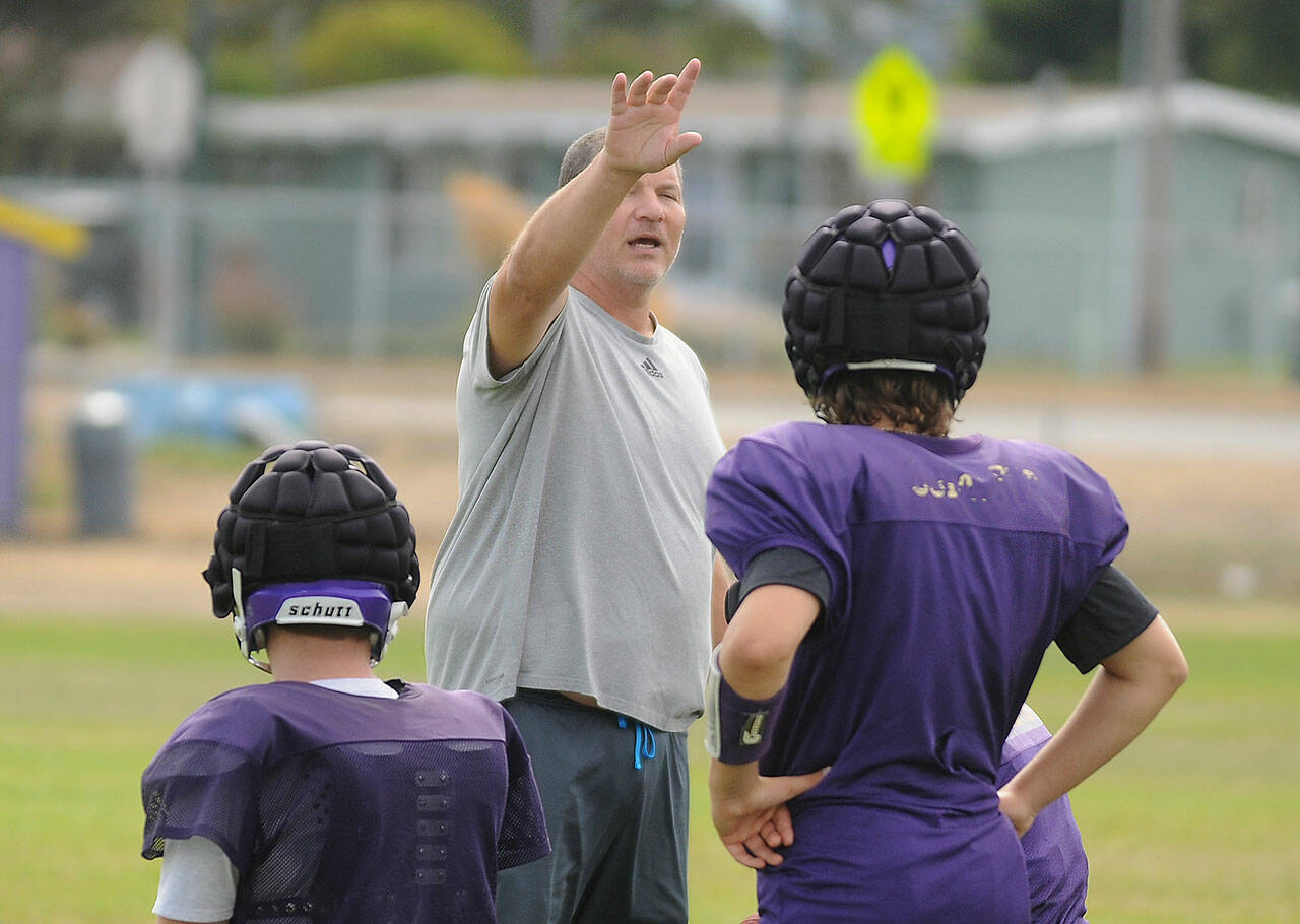 Sequim head coach Erik Wiker and the Wolves look for a full season in the fall of 2021 after playing just five games this spring thanks to COVID restrictions and schedule limitations. Sequim Gazette photo by Michael Dashiell