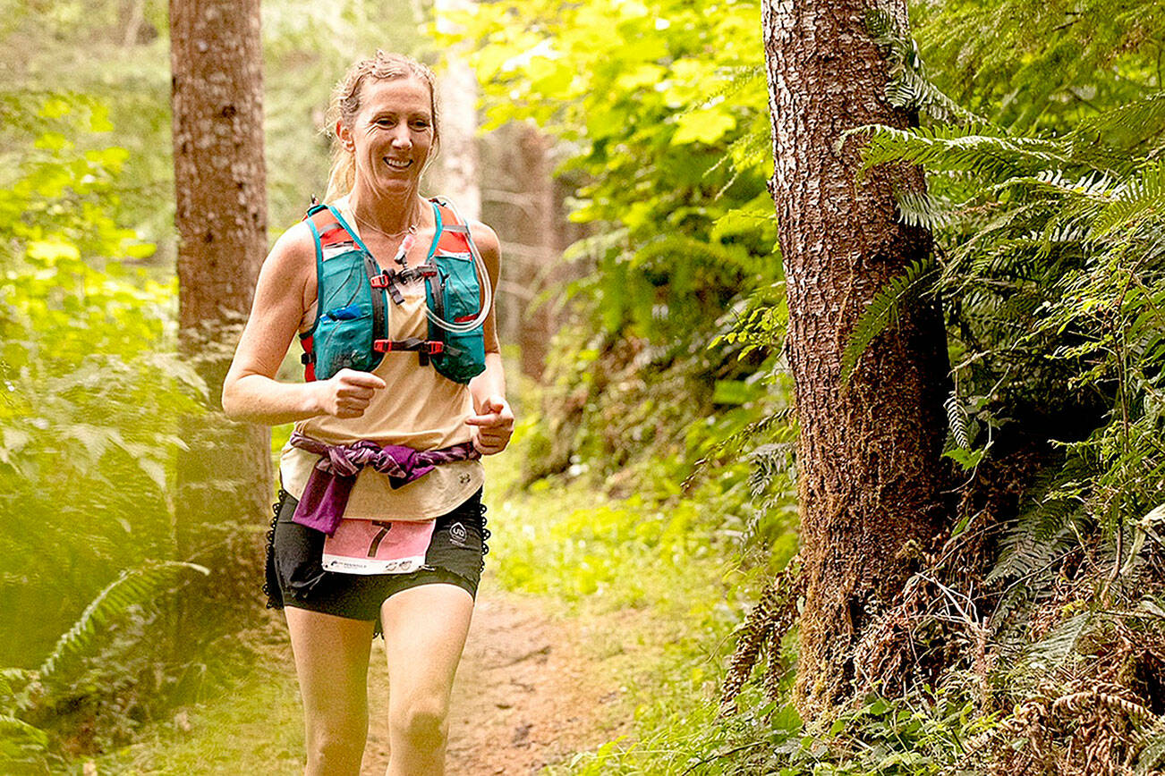 Rachael Canavan of Sequim runs in the 50K race Saturday in the annual Great Olympic Adventure Trail run west of Port Angeles. (Photo by Matt Sagen)