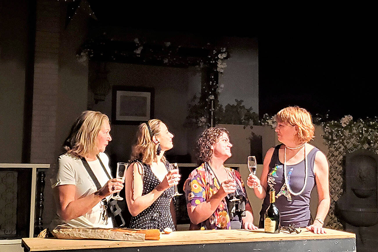 The cast of "The Savannah Sipping Society" -- from left, Lynne Murphy, Mindy Gelder, Jennifer Saul and Rebecca Gilbert -- will bring live theater to the Port Angeles Community Playhouse tonight through Oct. 10. (photo courtesy Georgia Meyers)