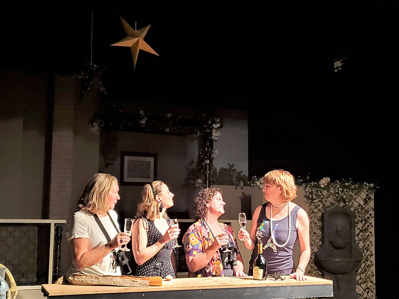 The cast of “The Savannah Sipping Society” — from left, Lynne Murphy, Mindy Gelder, Jennifer Saul and Rebecca Gilbert — will bring live theater to the Port Angeles Community Playhouse tonight through Oct. 10. (photo by Georgia Meyers)