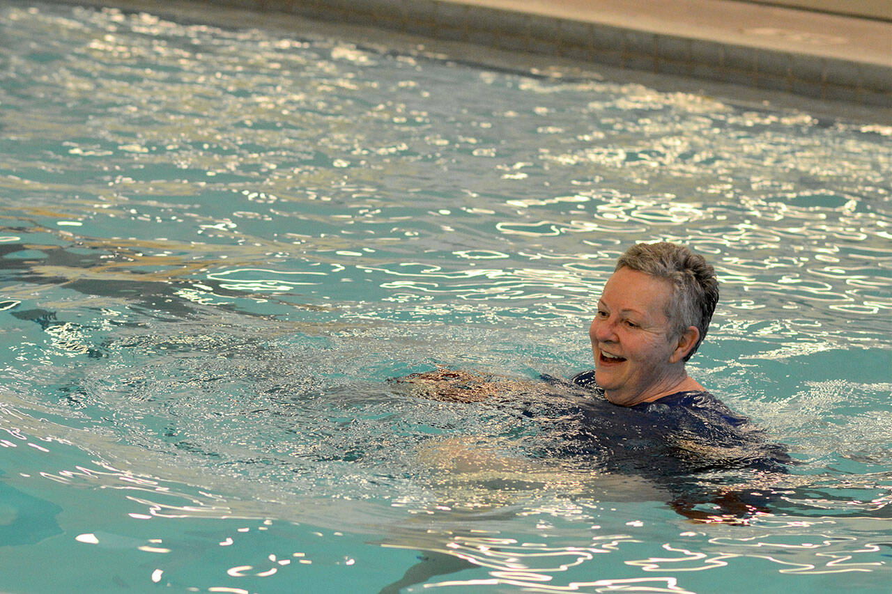 Houlton Madinger of Port Townsend enjoyed the Mountain View Pool’s brief reopening back in March. The facility, which closed again last summer, is set to open to the public Oct. 25. (Diane Urbani de la Paz/Peninsula Daily News)