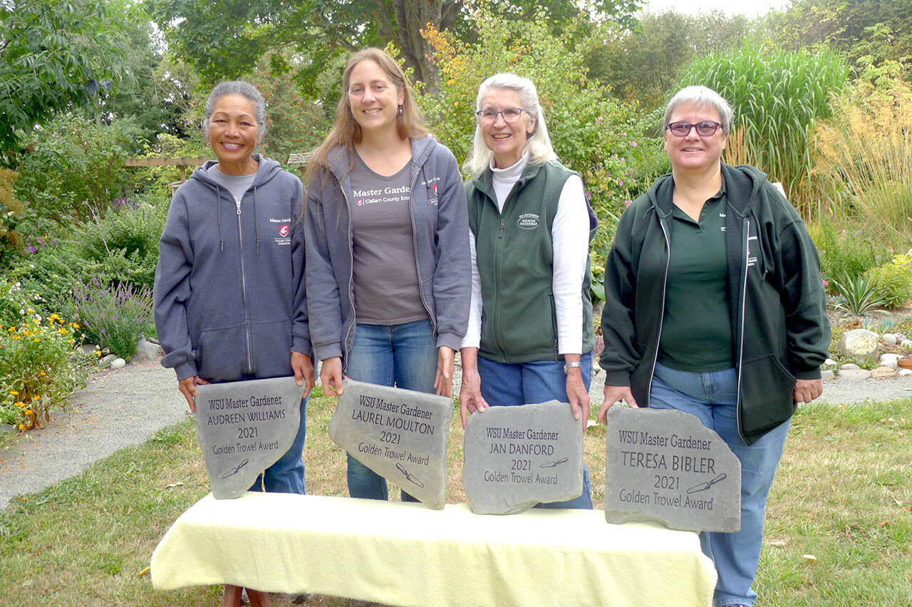 From left to right, Golden Trowel award recipients Audreen Williams, Laurel Moulton, Jan Danford and Teresa Bibler. (Photo by Marilynn Elliott)