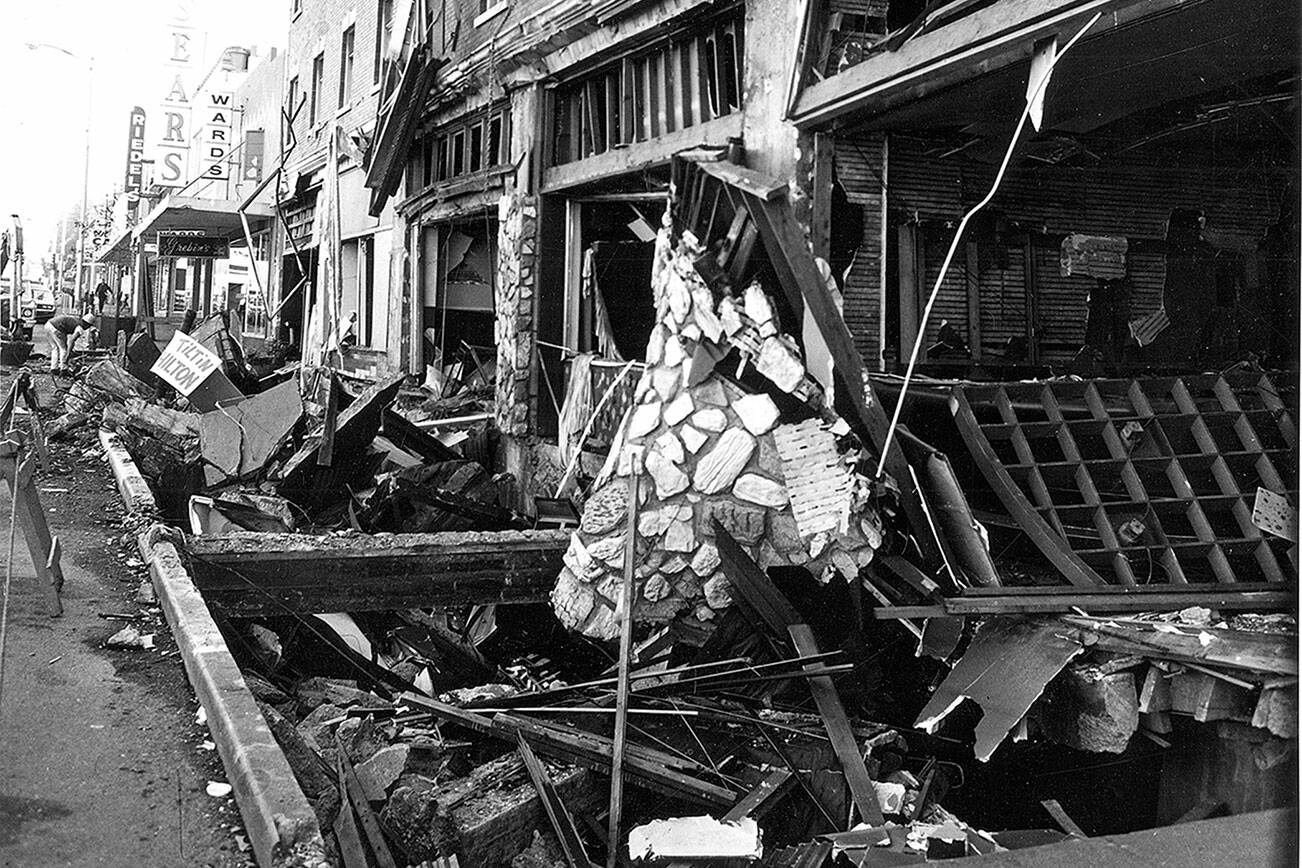 The damage caused by the blast.   Courtesy of the North Olympic History Center