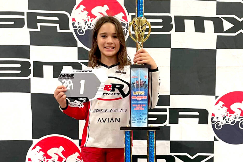 Wyatt Christensen of Kingston, won the 9-year-old expert class at the USA BMX Grand Nationals held in Tulsa, Okla., this weekend. Christensen calls the Lincoln Park BMX Track in Port Angeles his home track. (Courtesy photo)
